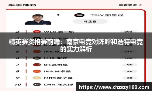 精英赛资格赛前瞻：南京电竞对阵呼和浩特电竞的实力解析