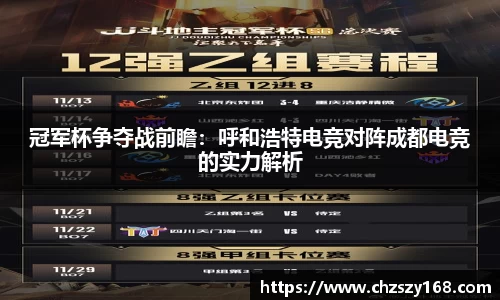 冠军杯争夺战前瞻：呼和浩特电竞对阵成都电竞的实力解析