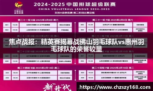 焦点战报：精英赛揭幕战佛山羽毛球队vs惠州羽毛球队的荣誉较量