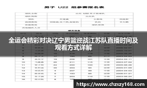 全运会精彩对决辽宁男篮迎战江苏队直播时间及观看方式详解